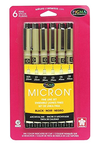 Sakura Pigma Micron Pen Set, Black 6CT Set