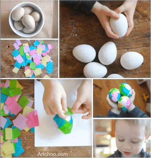 Tissue Paper Easter Eggs Project