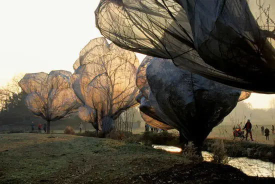 Wrapped Trees- Christo and Jeanne-Claude. Kids Learn Installation art • Artchoo.com #arted