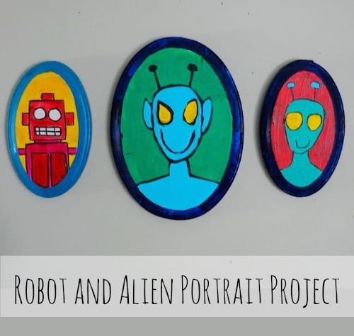 Alien and robot portrait painting project. Art projects for kids and other creative people • Artchoo.com