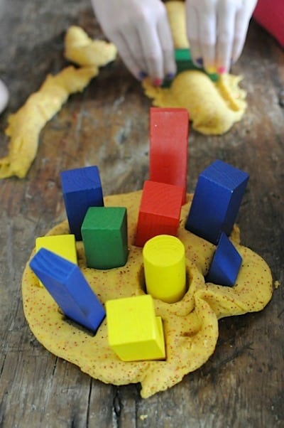 playdough and block garden