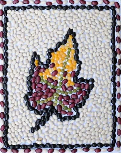 bean mosaic art project for kids • Artchoo.com