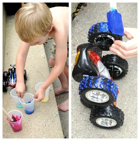 Painting With Toy Car Tires! Artchoo.com