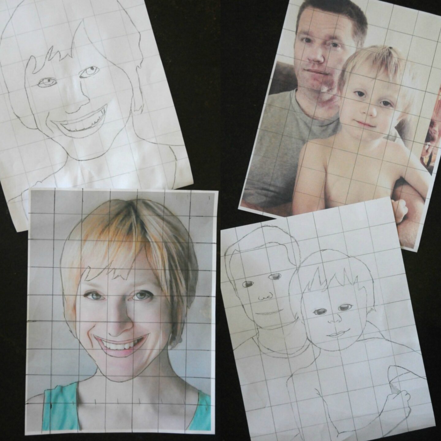 Grid Drawing Method With Kids Portraits · Craftwhack
