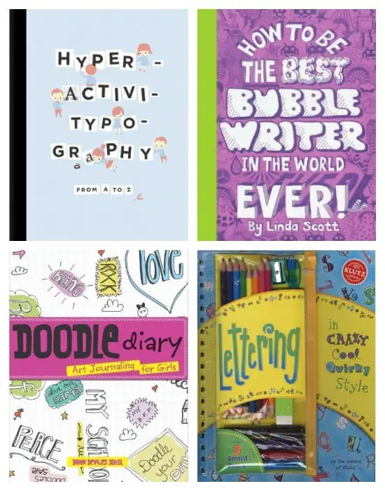 Books on typography for kids - fun workbook-type books so they can practice lettering.