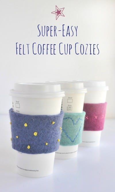 Felt Embroidered Coffee Cup Cozies · Craftwhack