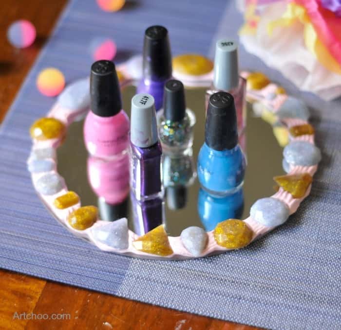 decoden mirror using mod podge melts and clay