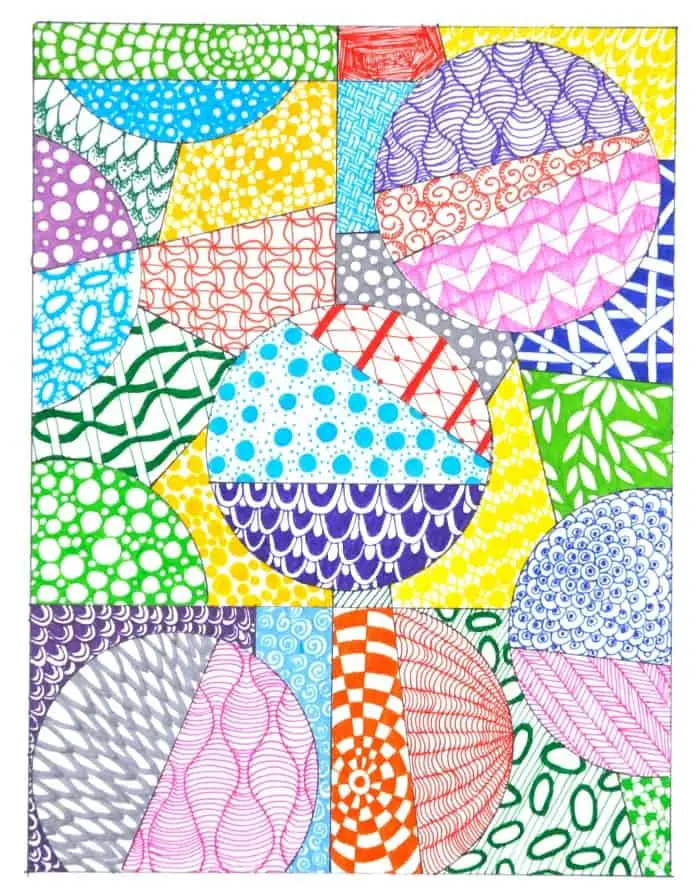 Colorful Zentangle patterns - plus more zentangle ideas and tangle starter pages