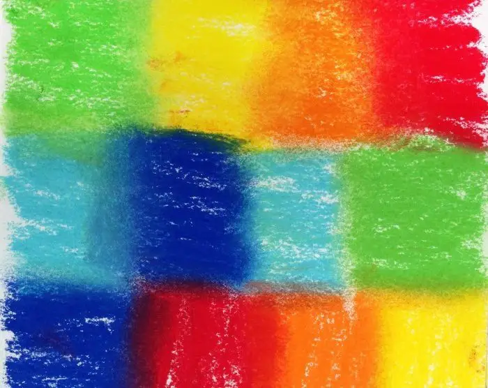 Chal pastel rainbow patchwork drawing