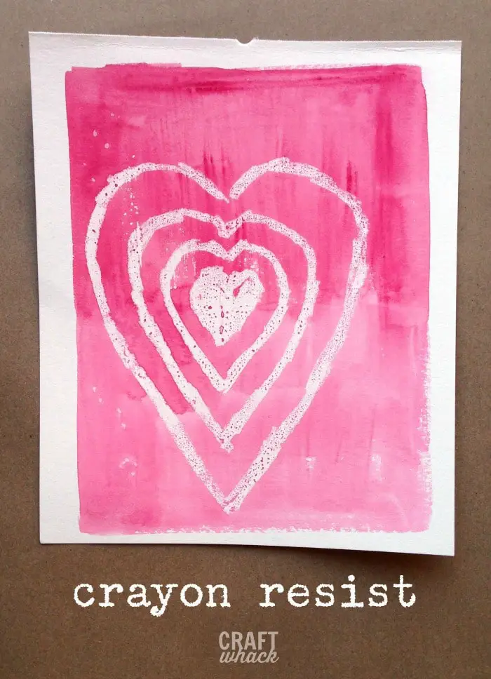 wax resist watercolor heart