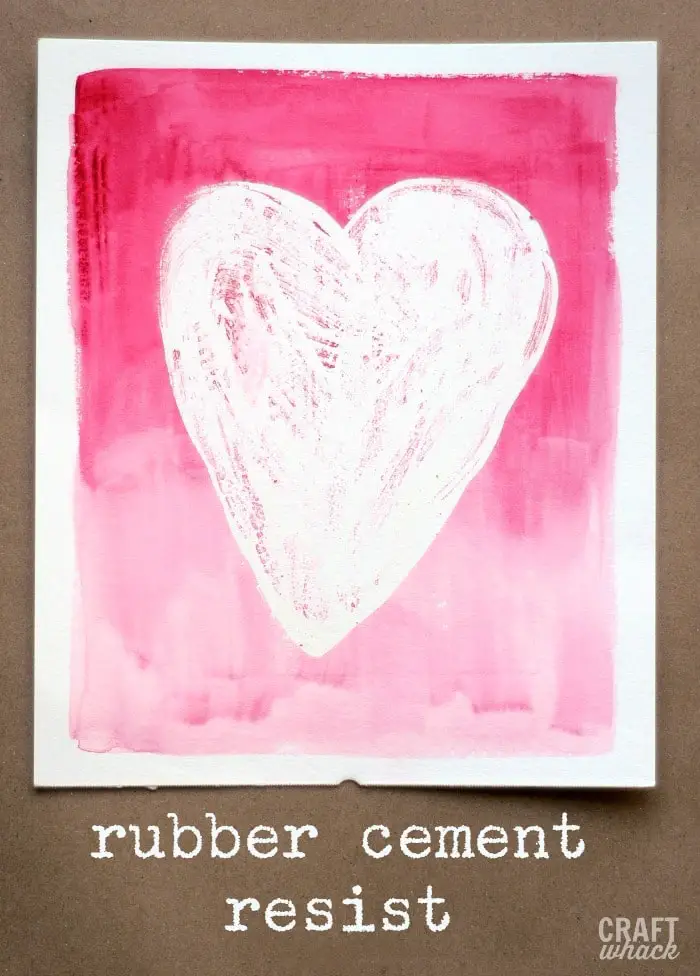 rubber cement watercolor resist heart