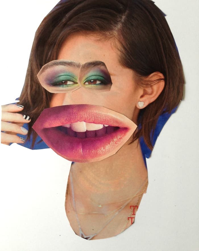 Awesome surreal magazine collage faces. TinyRottenPeanuts.com