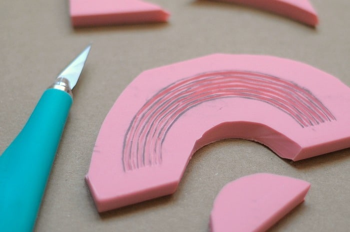 Cutting a Rainbow Stamp