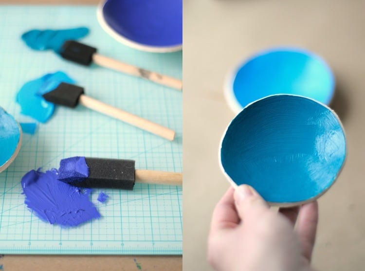 Painting air dry clay bowls with acrylic paint