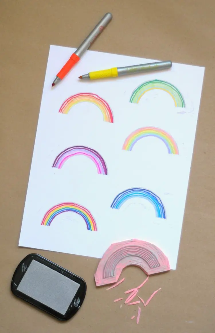 DIY rainbow stamps