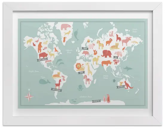 Really cute animal map art print