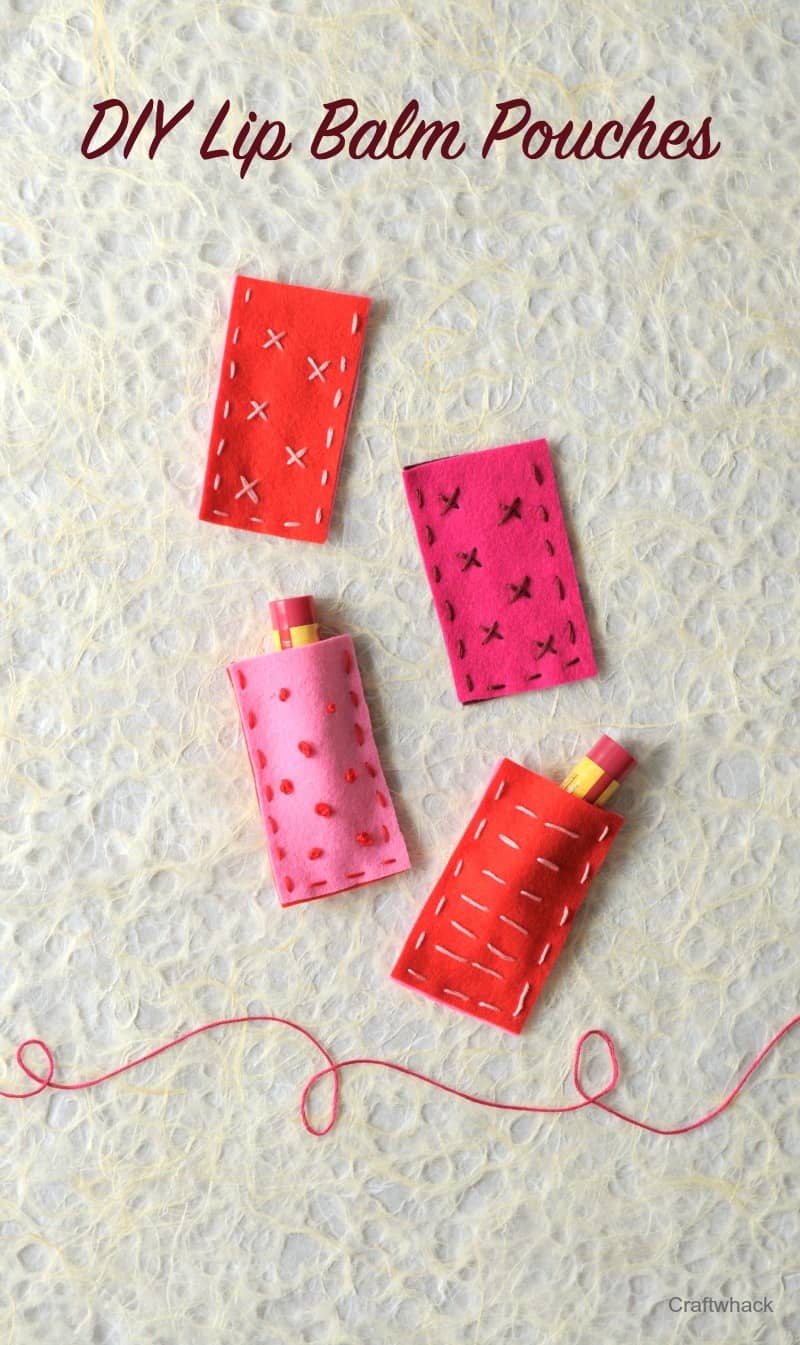 DIY felt embroidered lip balm pouches - eeeeeeeee perfect Valentines Day craft