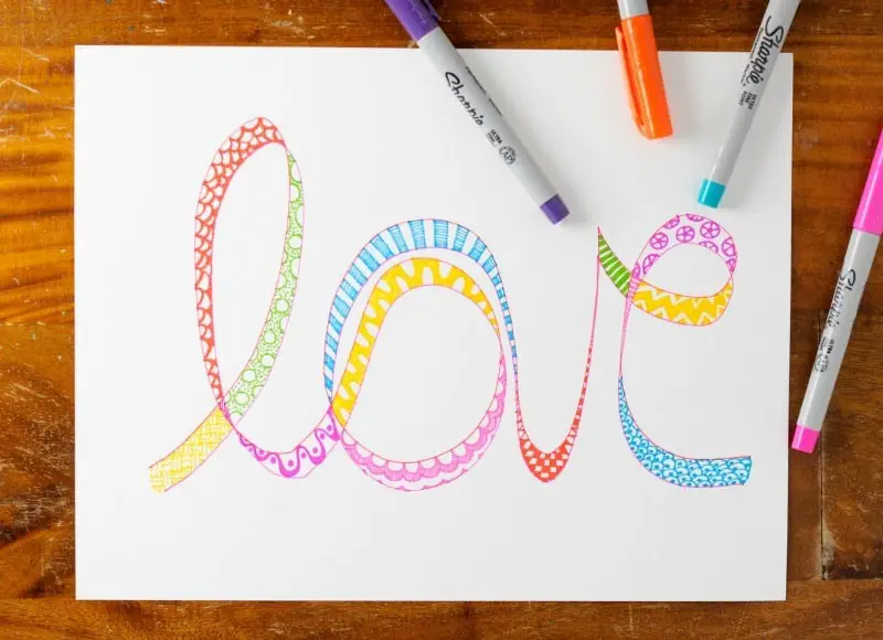 Easy tangle art project from the book Tangle Art and Drawing Games for Kids