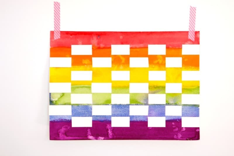 Rainbow weaving paper art project for kids