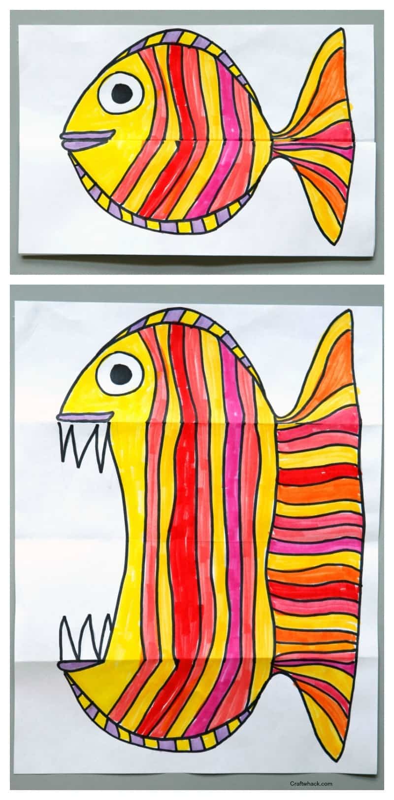 Folding Fish paper art project. Art for kids, easy art projects