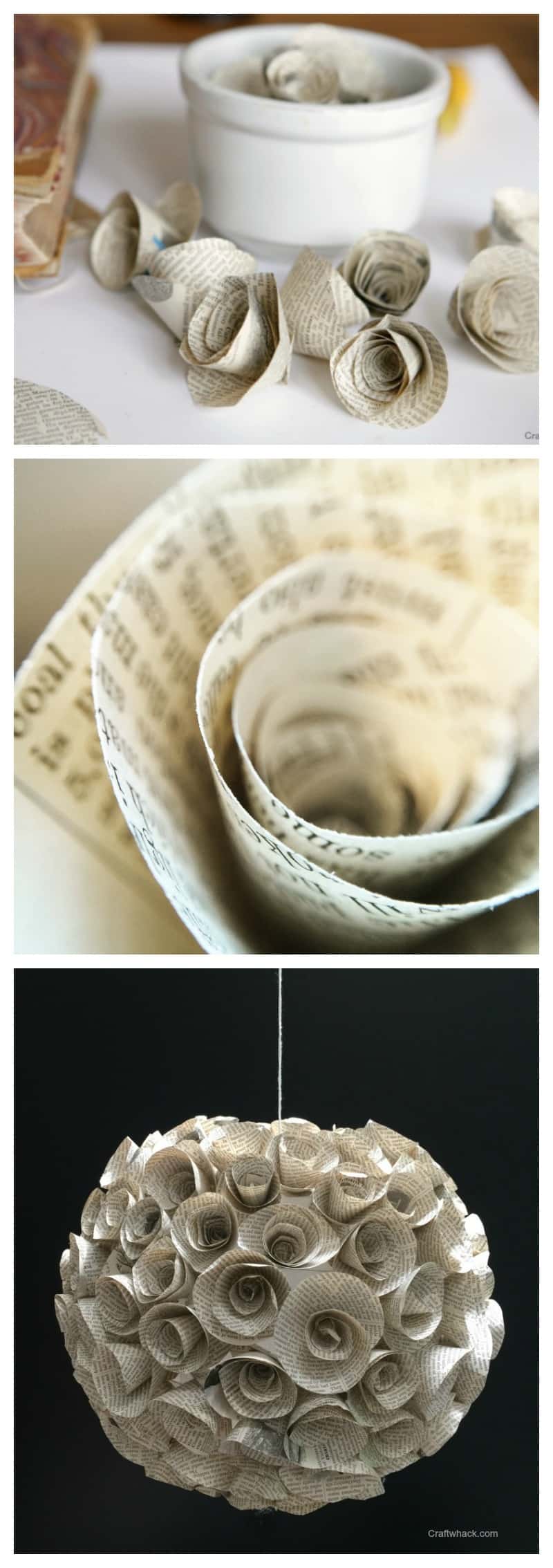 DIY book page paper flower hanging orb or magicalness #papercraft #cool