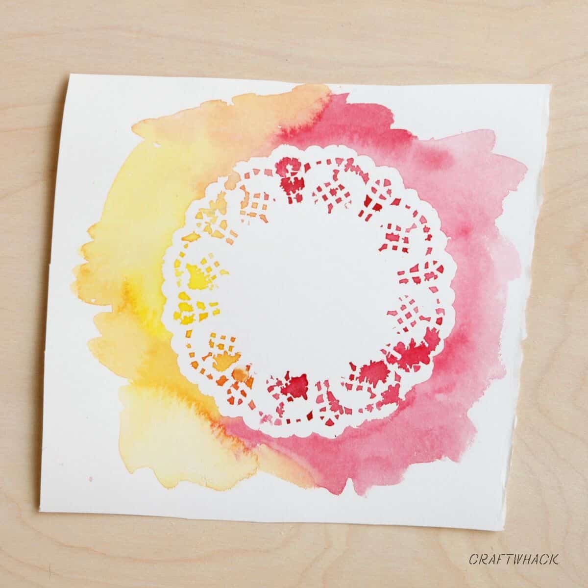 Watercolor doily painting and other watercolor techniques with stencils