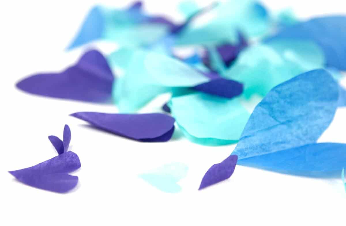 cut tissue paper hearts