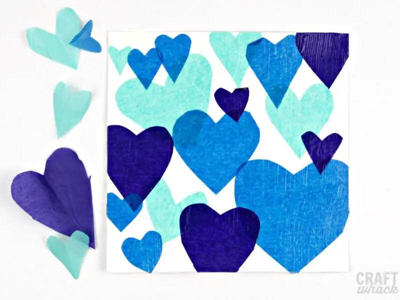 Blue Tissue Paper Hearts Make Two Fun Art Projects · Craftwhack