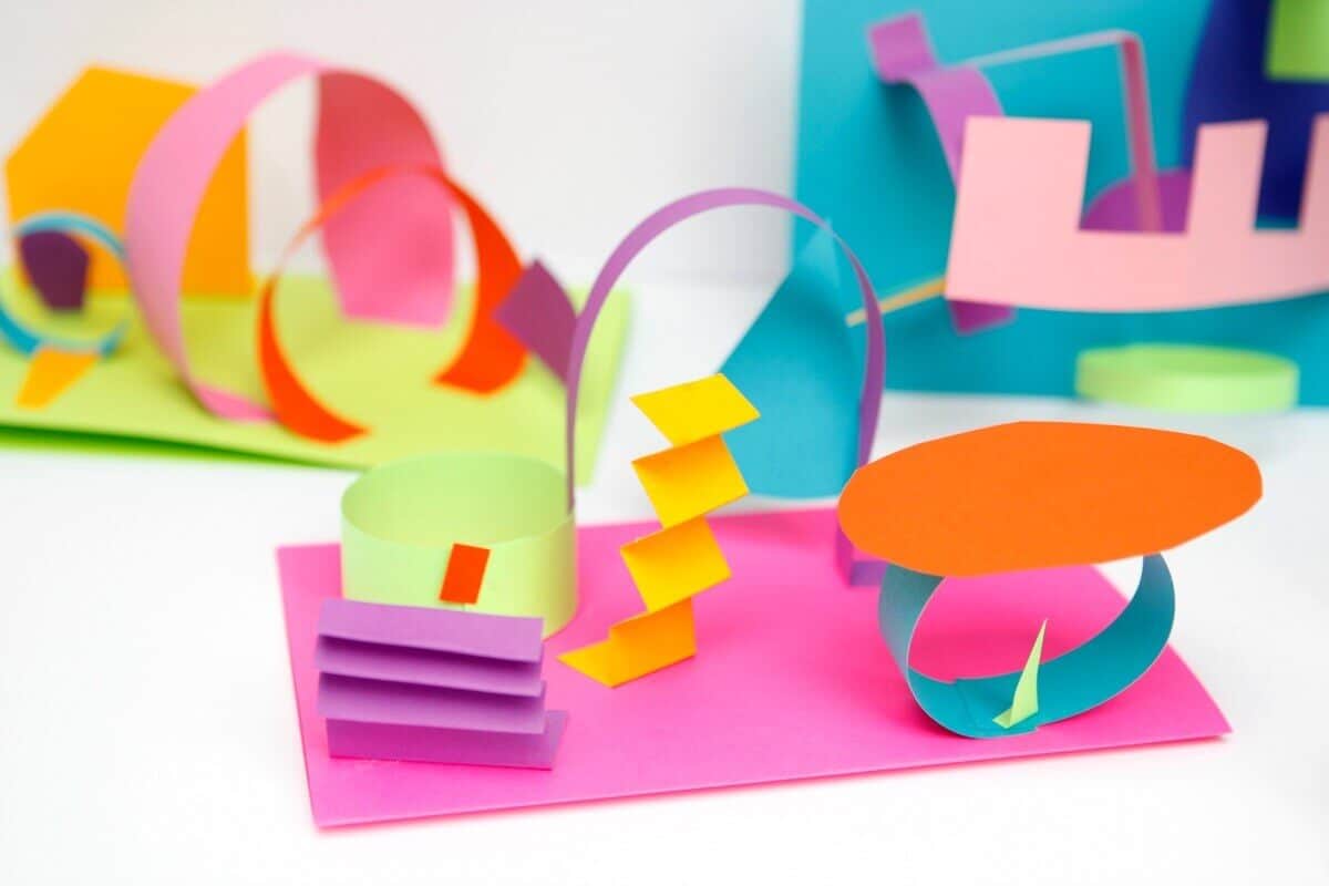 Colored paper sculpture 3d collages