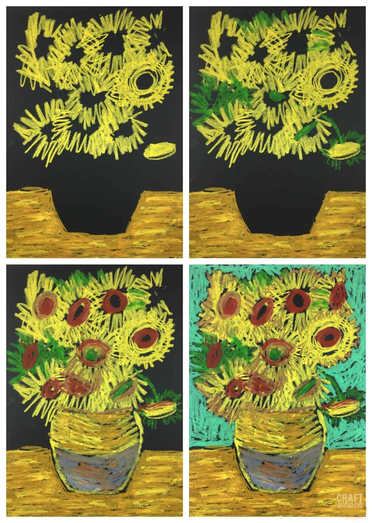 van gogh pastel sunflower project