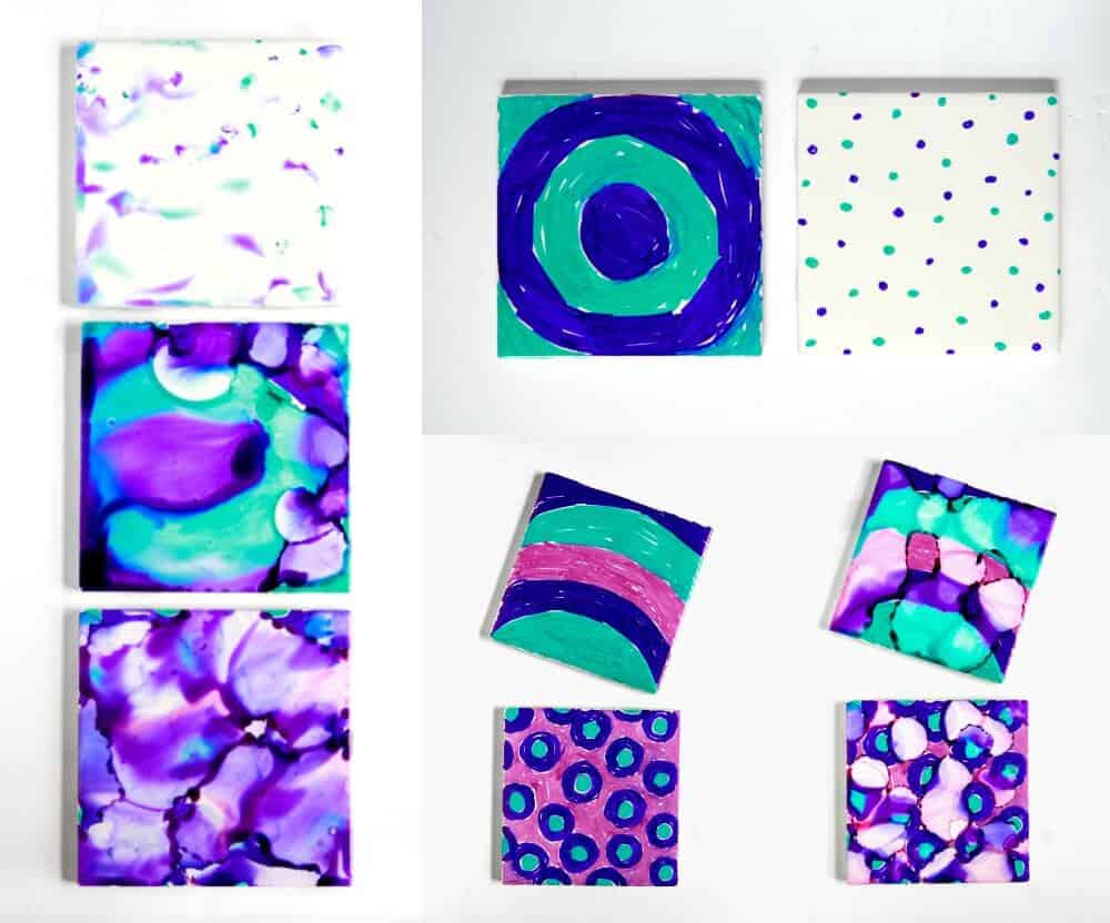 sharpie watercolor tiles