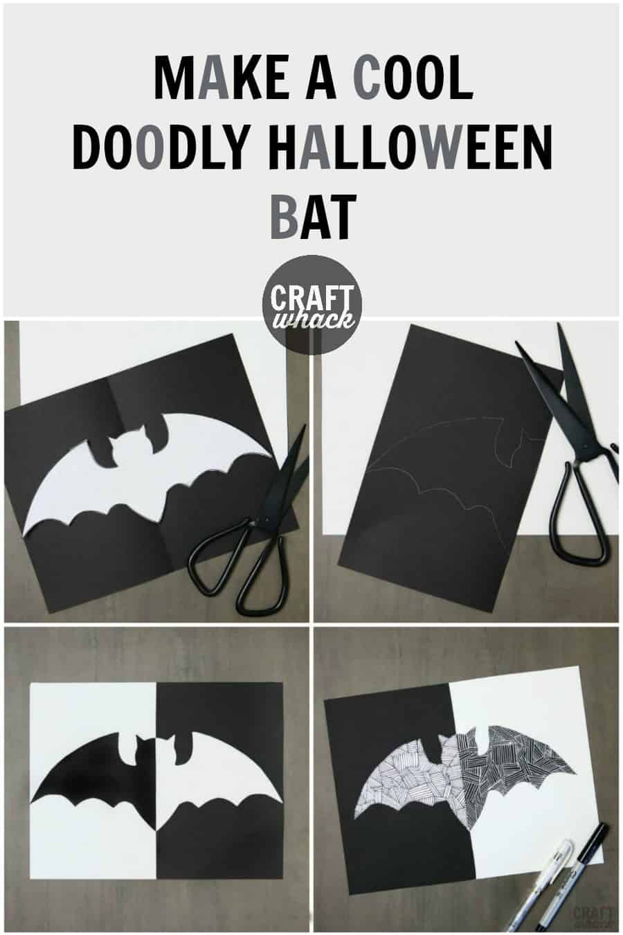 paper and doodled Halloween bat craft