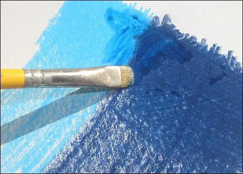 blue colored pencil blended with solvent