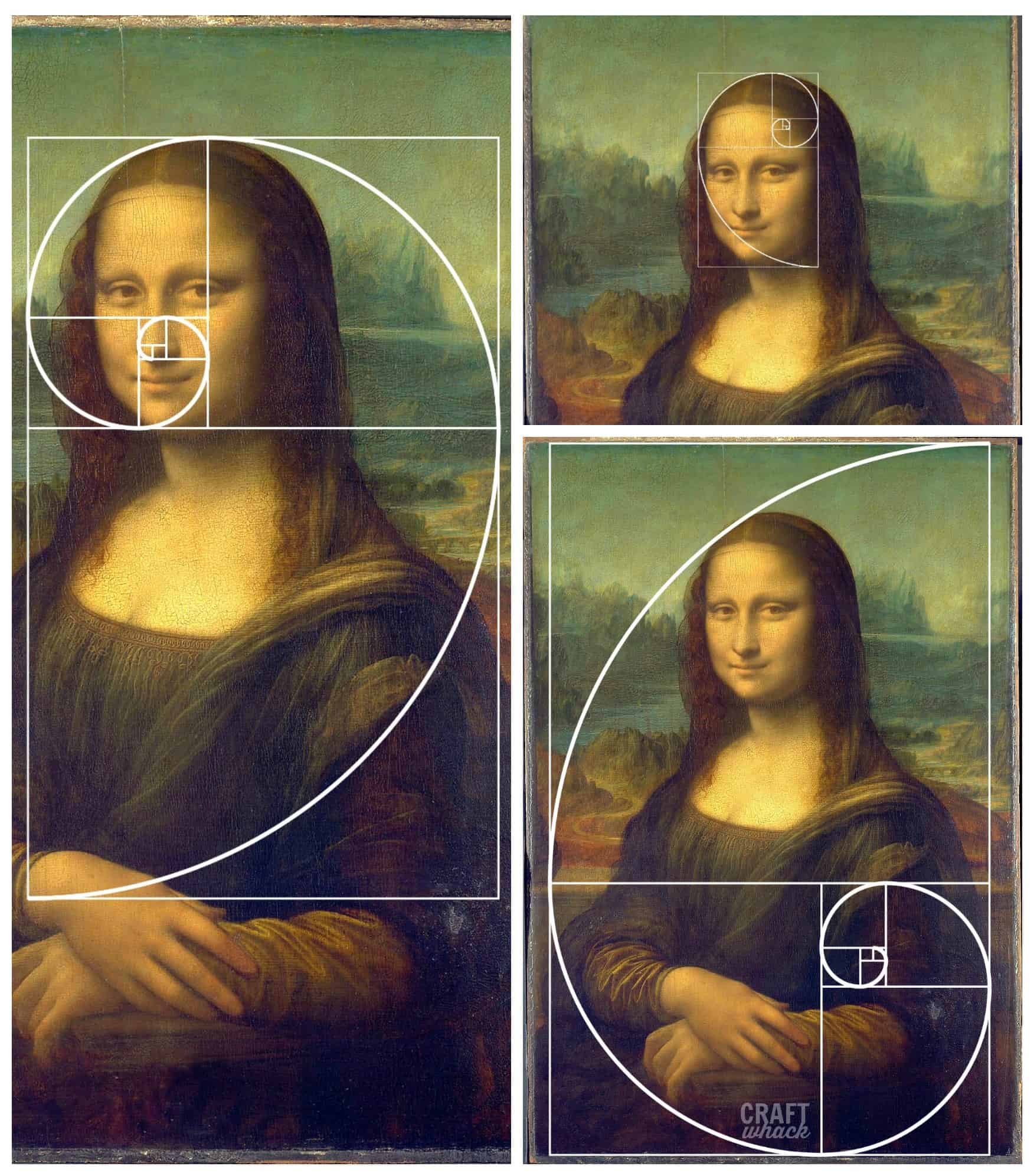 Mona Lisa with The Golden Ratio Fibonacci spiral