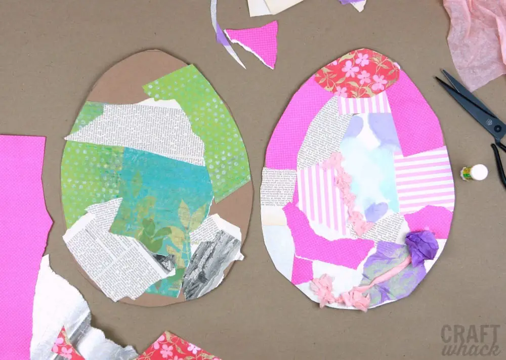 Easter egg collage in process