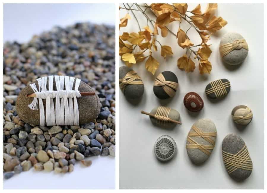 wrapped rock art ideas