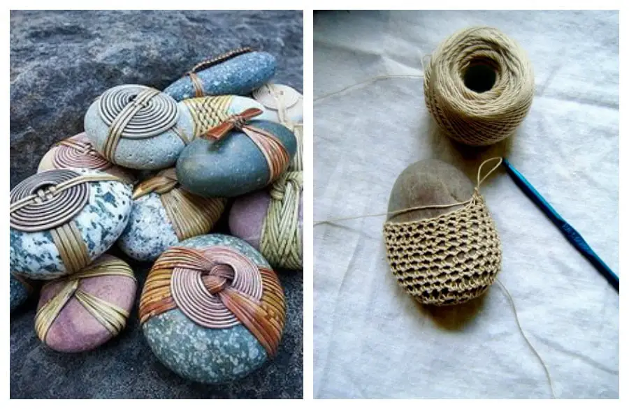 wrapped rock art ideas 