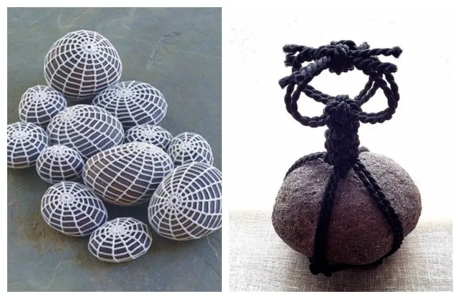 wrapped rock art ideas