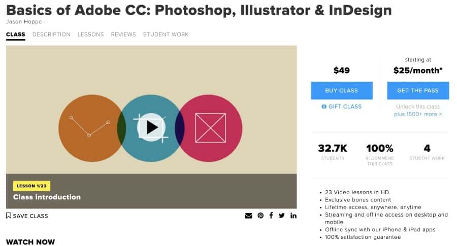 Adobe CC basics online class from CreativeLive