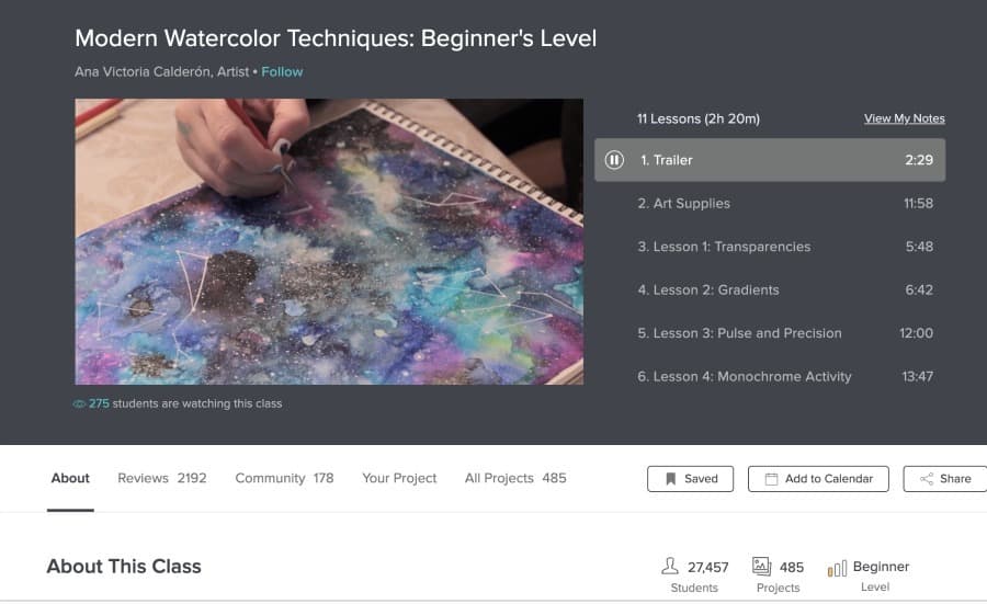Watercolor techniques on Skillshare