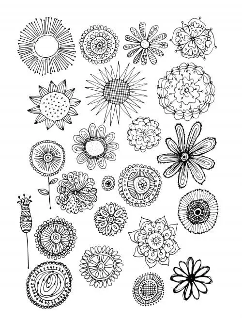 abstract flower doodles