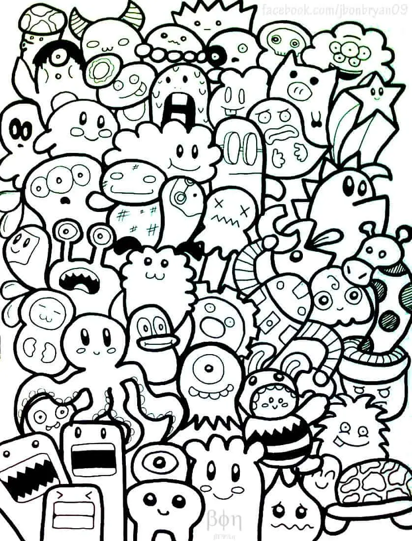 people and animal doodle