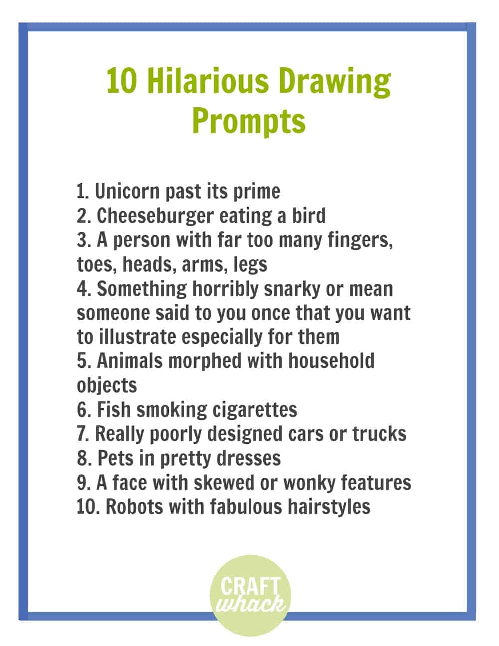 Silly Drawing Ideas : 100 Silly Drawing Prompts | Bodaswasuas