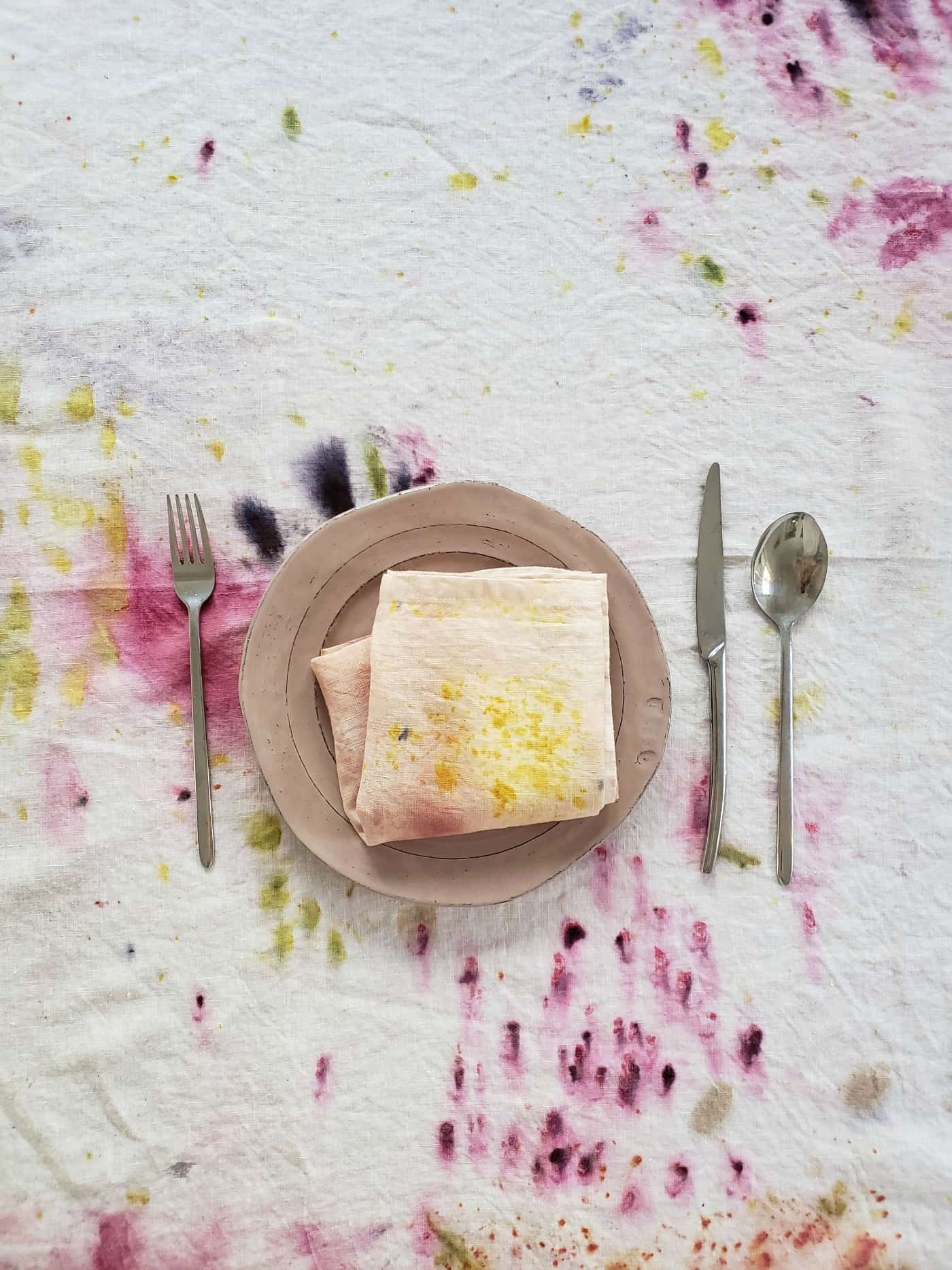 hand dyed botanical tablecloth