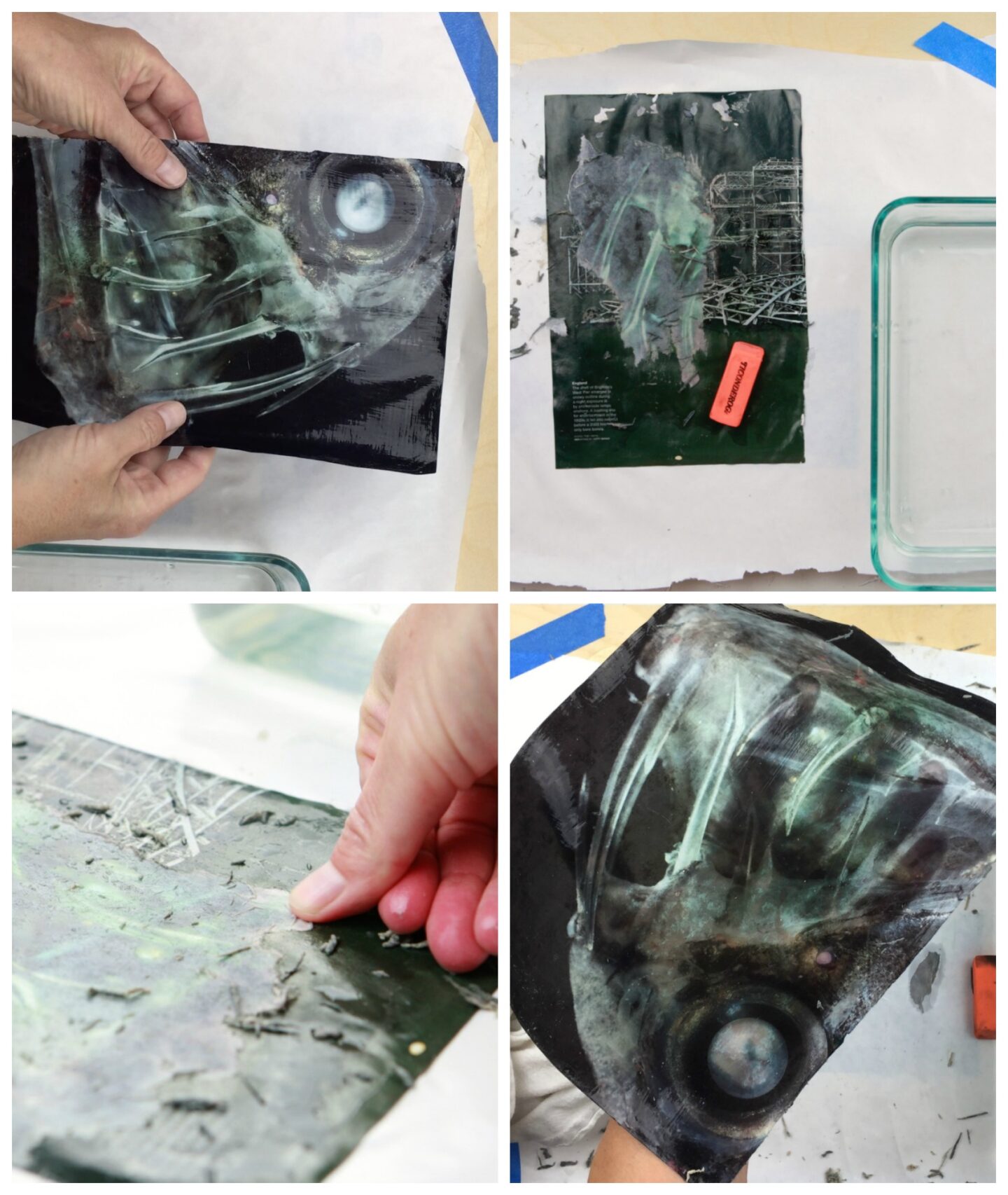 deep sea fish image transferred onto an acrylic gel medium sheet