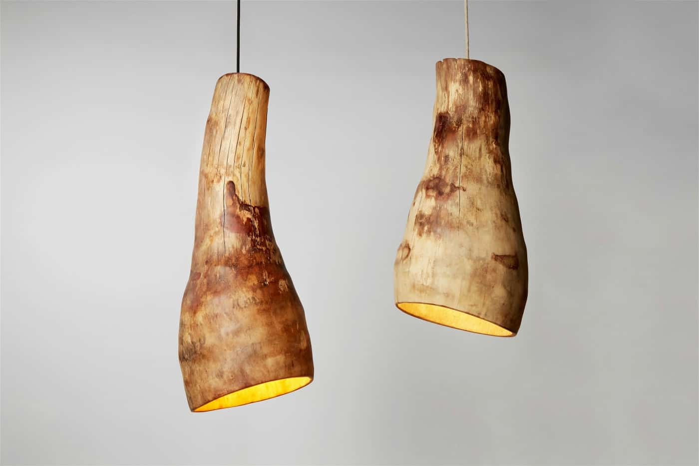handmade hanging wood lights