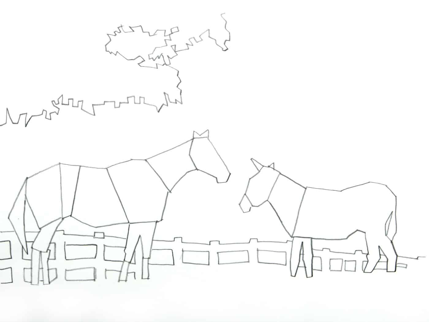 horse and donkey tracing 