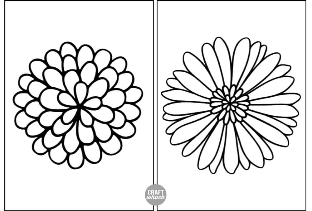 2 flower printables for zentangle drawing or coloring