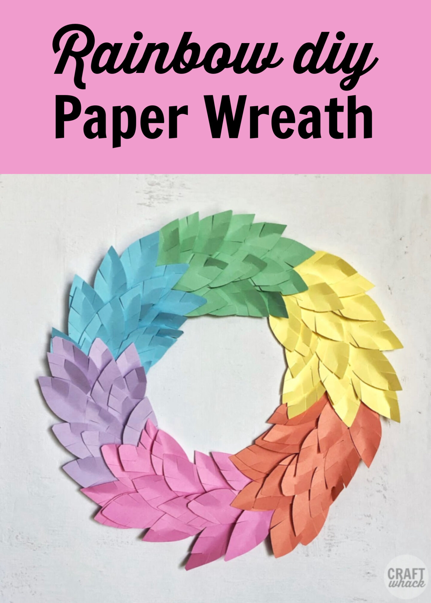 Rainbow colors paper leaf card stock wreath craft