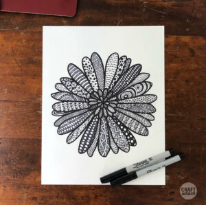 Ultra Relaxing Tangle Flower Drawing (With Free Printable) – Craftwhack